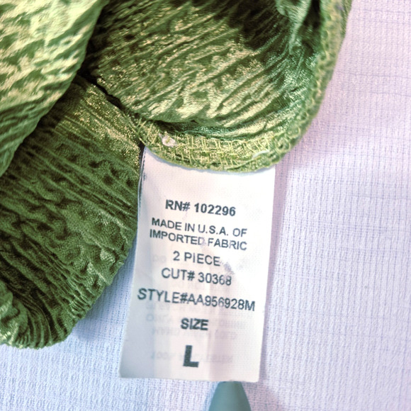 Women’s Green Tie Front Top & Floral Midi Skirt Set L Boho Cottagecore - Picture 7 of 15